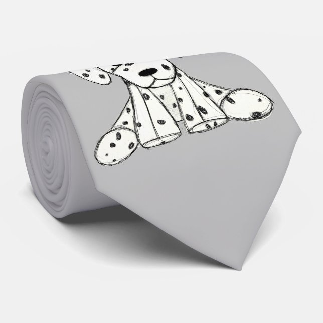 Cravate Dessin simple de contour de chien en peluche dalma (Roulé)