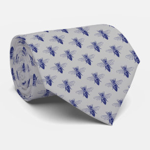 Cravate Dessin vintage de Reine Abeille en bleu