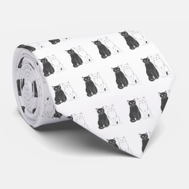 Cravate Deux chats (Roulé)