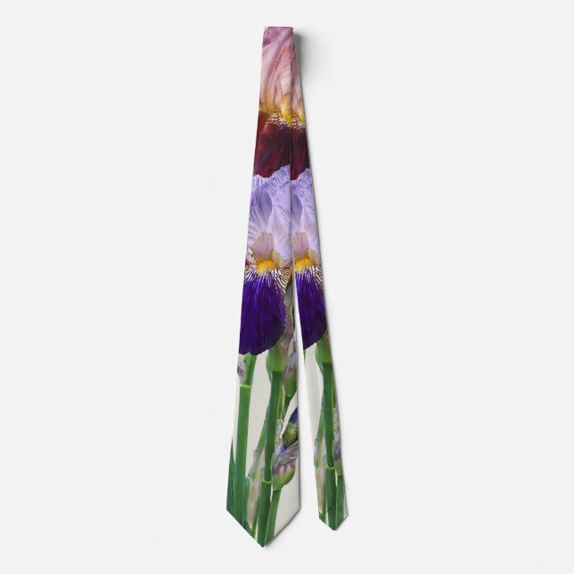 Cravate Deux iris barbus Un marron Un violet (Devant)