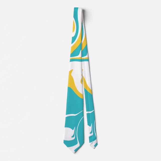 Cravate Déversement - Turquoise et Jaune (Devant)