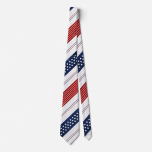 Cravate Diagonal Red White Blue Stars & Stripes Pattern