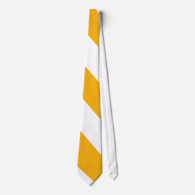 Cravate diagonale jaune or et blanche (Devant)