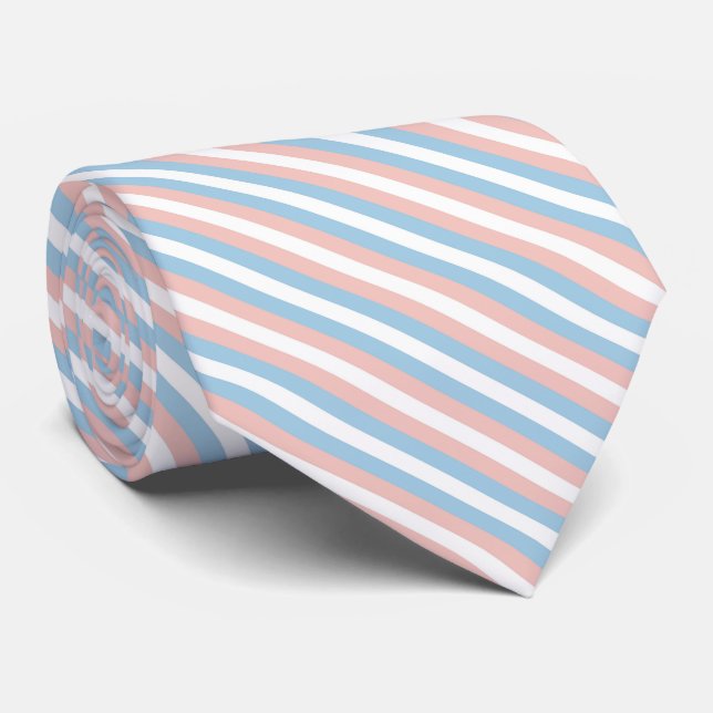 Cravate Diagonale rose, bleu et blanc (Roulé)