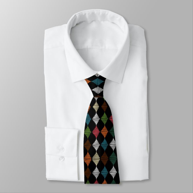 Cravate Diamant Arlequin Coloré (Attaché)