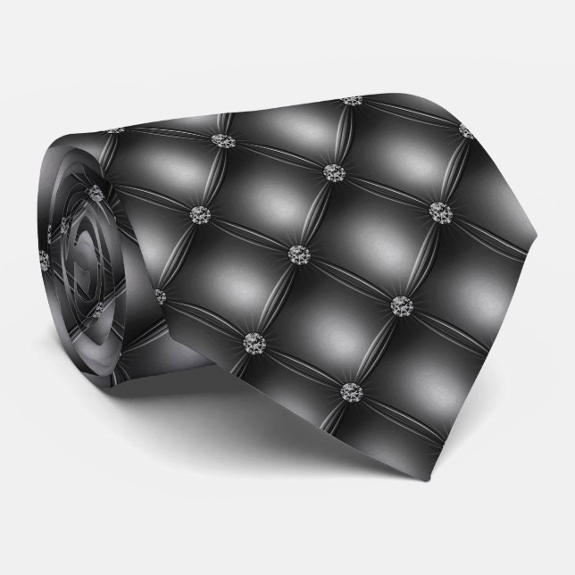 Cravate Diamant Noir Pailleté Glam Quilté (Roulé)
