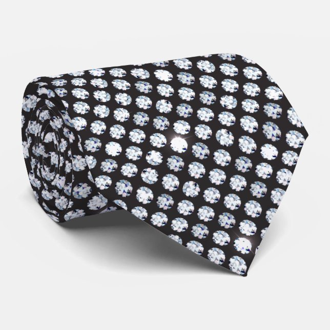Cravate Diamant scintillant sur fond noir (Roulé)