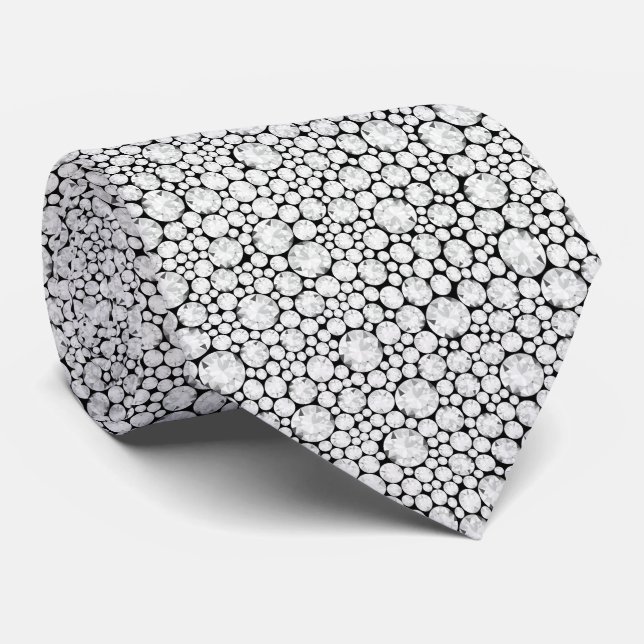 Cravate Diamants blancs motif sans couture (Roulé)