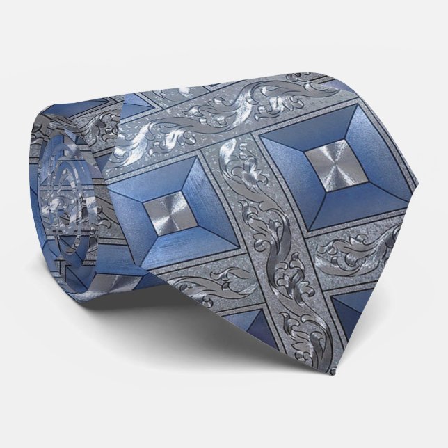 Cravate Diamants en feuille d'aluminium bleus (Roulé)