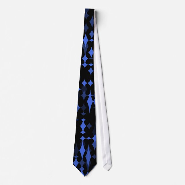 Cravate Diamants soustraits de bleu royal sur le noir (Devant)