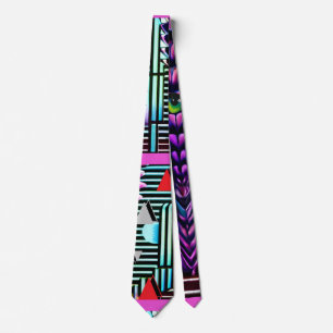 Cravate Dieu Tiki étrange à la fête de design Memphis