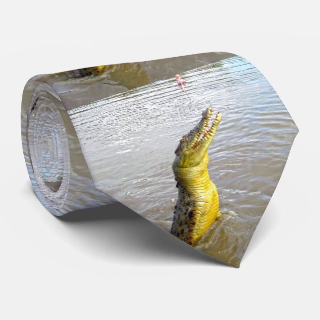 Cravate Dîner Crocodile Australien, (Roulé)