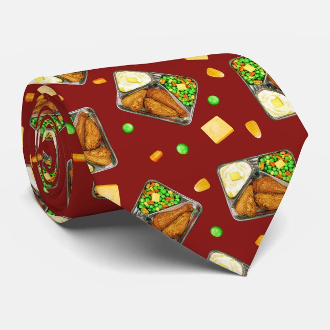 Cravate Dîner de poulet frit - en rouge (Roulé)