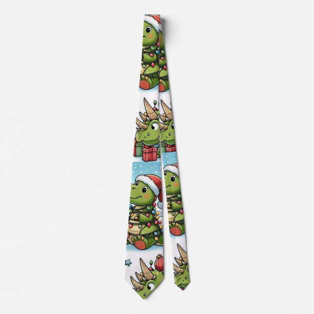 Cravate Dinosaures pour chaussettes d'équipe de Noël (Devant)