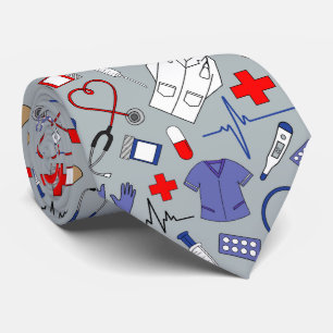 Cravate Diplôme à motif de médecin et d'infirmière