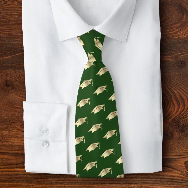 Cravate Diplôme Vert Or Feuille Motif Icône Gras (Créateur téléchargé)