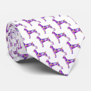 Cravate Doberman Pinscher Chien Silhouette Purple Blanc Co