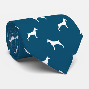 Cravate Doberman Pinscher Chien Silhouettes Motif bleu