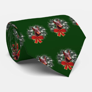 Cravate Doberman Wreath Noël