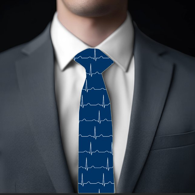 Cravate Docteur Cardiologue cardiogramme ECG motif (Doctor Cardiologist cardiogram ECG pattern blue color Neck Tie)