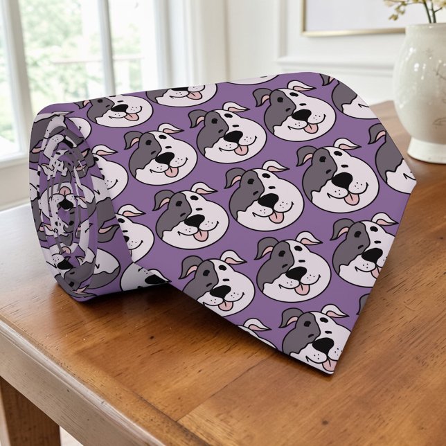 Cravate Dog Cartoon on Purple Custom Necktie (Créateur téléchargé)