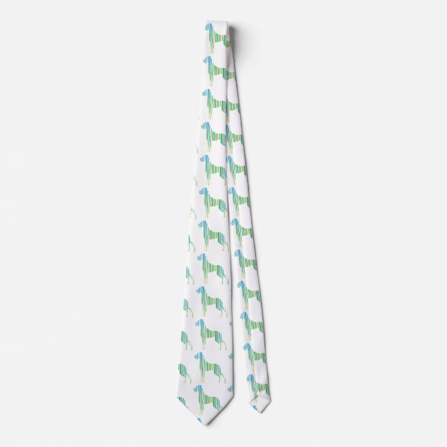 Cravate Dogue allemand vert jaune minimal (Devant)