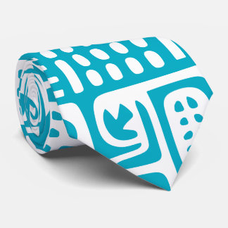 Cravate doodé bleu azur et blanc de 7