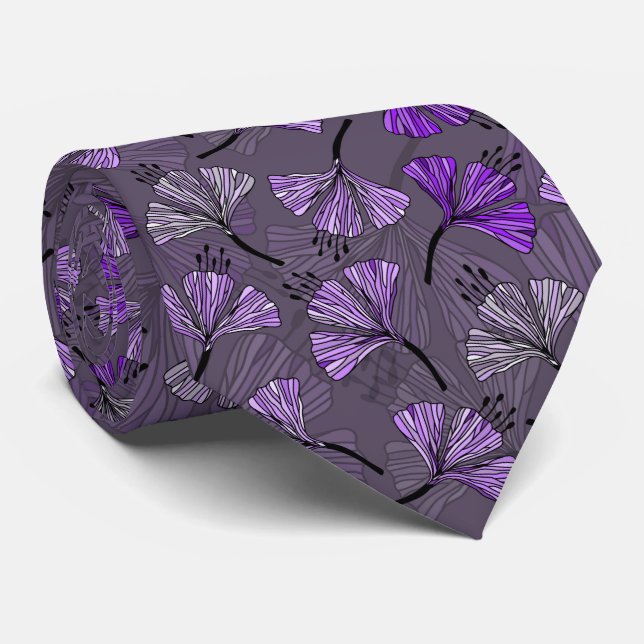 Cravate Doodle Blue beau motif floral (Roulé)