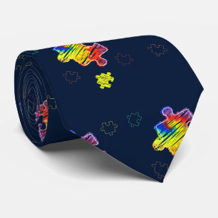 Cravate Doodle de puzzle de sensibilisation à l'autisme Mo