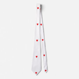 Cravate Doodle Heart Motifs Rouge Blanc Personnalisé Coule