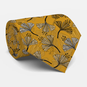Cravate Doodle Jaune beau motif floral