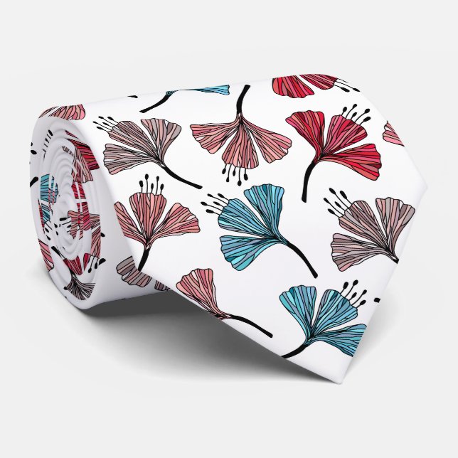 Cravate Doodle multicolore beau motif floral (Roulé)