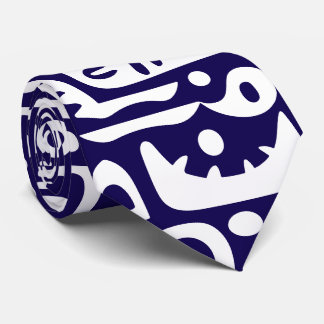 Cravate doodles bleu foncé et blanc 7 sur 7