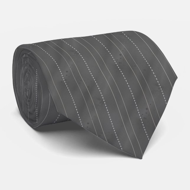 Cravate Double Pinstriped | Dk. Gray (Roulé)