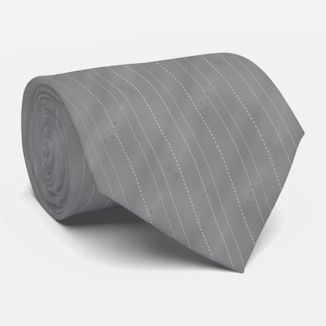 Cravate Double Pinstriped | Med. Gray (Roulé)