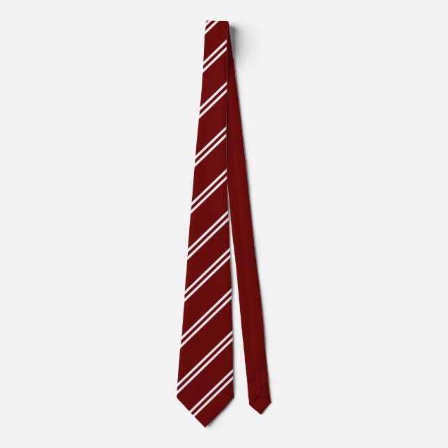 Cravate Double Rayure Marron & Blanc (Devant)