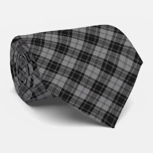 Cravate Douglas Tartan Plaid Gris Noir