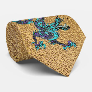 Cravate Dragon Bleu Et Violet