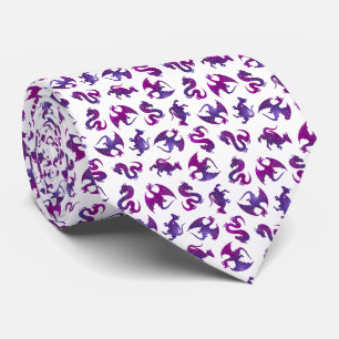 Cravate Dragon galaxie en violet et rose