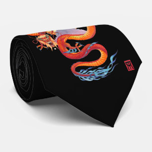 Cravate Dragon rouge chinois