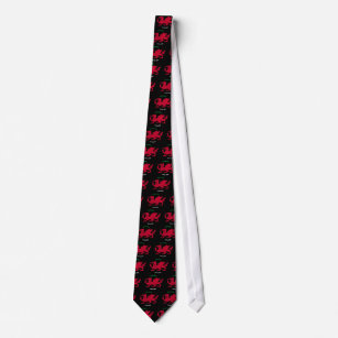 Cravate Dragon rouge du Pays de Galles (Cymru), noir,