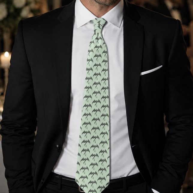 Cravate Dragon Tribal Celtique Noir Vert (Créateur téléchargé)