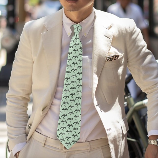 Cravate Dragon Tribal Celtique Noir Vert (Créateur téléchargé)