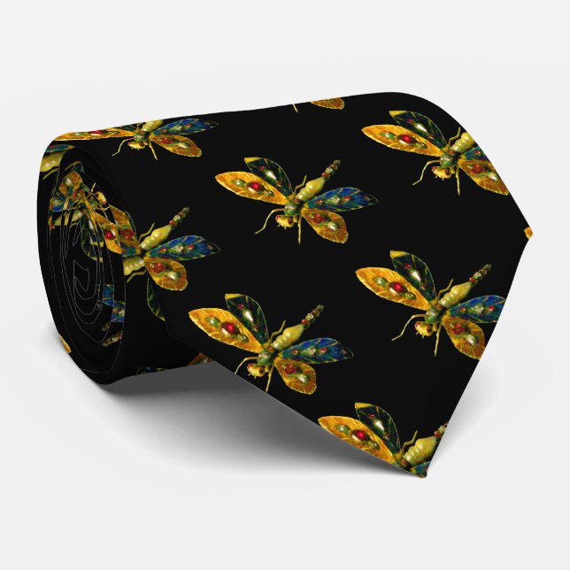 CRAVATE DRAGONFLÈRE EN OR ANCIEN AVEC PIERRES PRÉCIEUSES (Roulé)