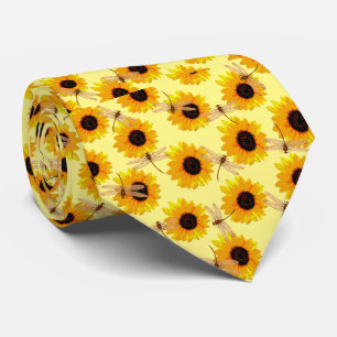 Cravate Dragonflies And Sunflowers, Neck Tie