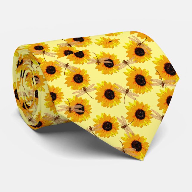 Cravate Dragonflies And Sunflowers, Neck Tie (Roulé)