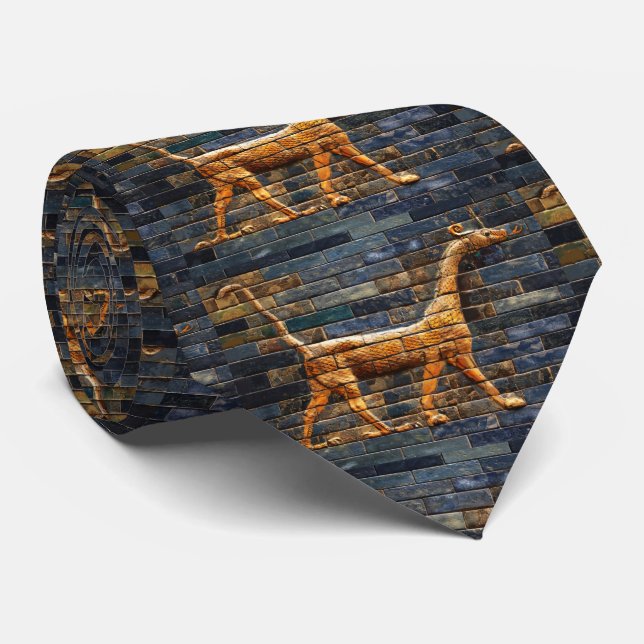 Cravate DRAGONS SERPENTS BABYLONIENS Art assyrien antique (Roulé)