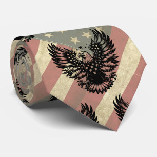 Cravate Drapeau Américain Grunge Aigle chauve Patriotique