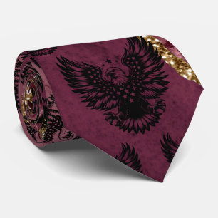 Cravate Drapeau américain rouge bourguignon aigle chauve p