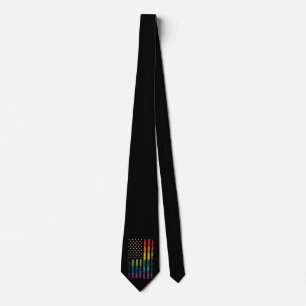 Cravate Drapeau arc-en-ciel en détresse de la fierté USA A